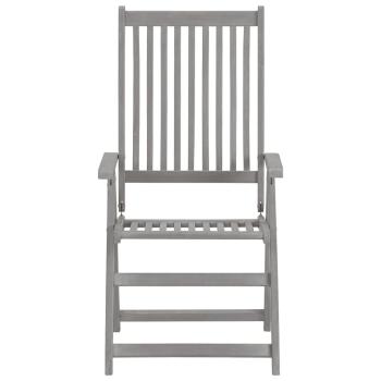 Verstellbare Gartenstühle mit Auflagen 8 Stk. Grau Akazienholz