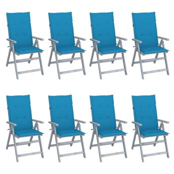 ARDEBO.de - Verstellbare Gartenstühle mit Auflagen 8 Stk. Grau Akazienholz