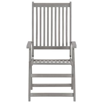 Verstellbare Gartenstühle mit Auflagen 8 Stk. Grau Akazienholz