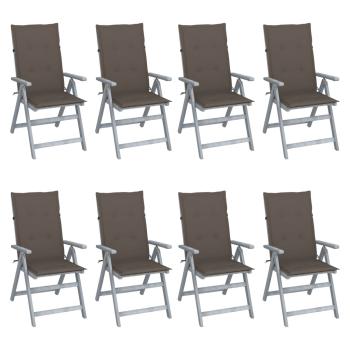 ARDEBO.de - Verstellbare Gartenstühle mit Auflagen 8 Stk. Grau Akazienholz