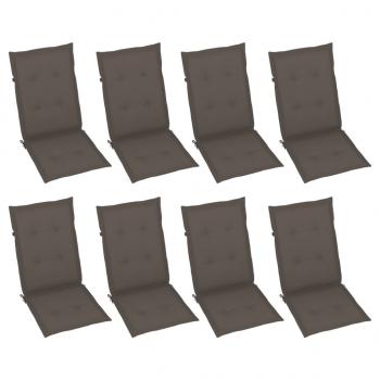 Verstellbare Gartenstühle mit Auflagen 8 Stk. Grau Akazienholz