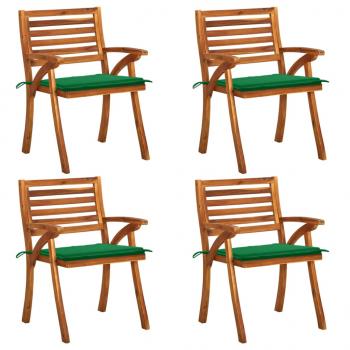 ARDEBO.de - Gartenstühle mit Kissen 4 Stk. Massivholz Akazie