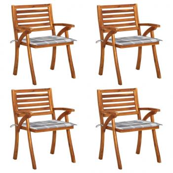 ARDEBO.de - Gartenstühle mit Kissen 4 Stk. Massivholz Akazie