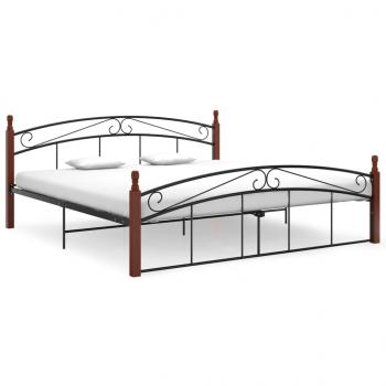 ARDEBO.de - Bettgestell Schwarz Metall und Massivholz Eiche 180x200 cm