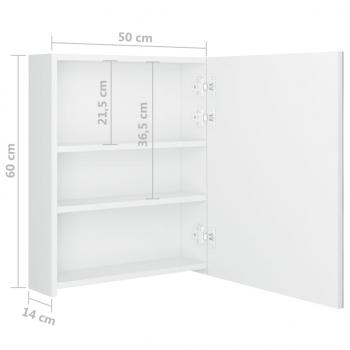 LED-Bad-Spiegelschrank Glänzendes Weiß 50x14x60 cm
