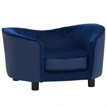 Hundesofa Blau 69x49x40 cm Plüsch und Kunstleder   