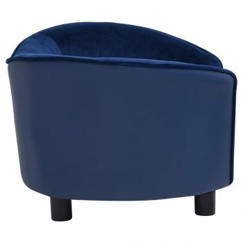 Hundesofa Blau 69x49x40 cm Plüsch und Kunstleder   