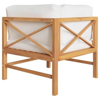 ARDEBO.de - Ecksofa mit Creme Kissen Teak Massivholz