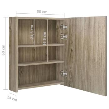 LED-Bad-Spiegelschrank Eichen-Optik 50x14x60 cm
