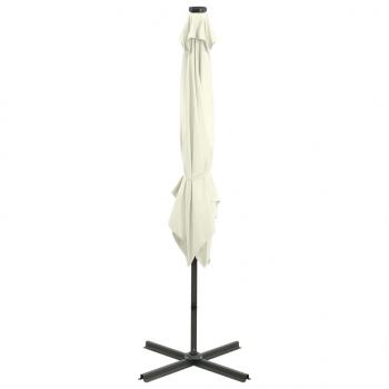 Ampelschirm mit Mast und LED-Beleuchtung Sand 250 cm