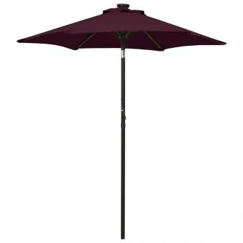 ARDEBO.de - Sonnenschirm mit LED-Leuchten Bordeauxrot 200x211 cm Aluminium