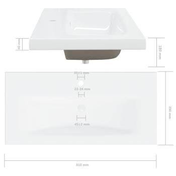 Einbauwaschbecken mit Wasserhahn 81x39x18 cm Keramik Weiß