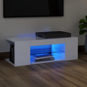 ARDEBO.de - TV-Schrank mit LED-Leuchten Hochglanz-Weiß 90x39x30 cm