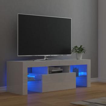 ARDEBO.de - TV-Schrank mit LED-Leuchten Hochglanz-Weiß 120x35x40 cm