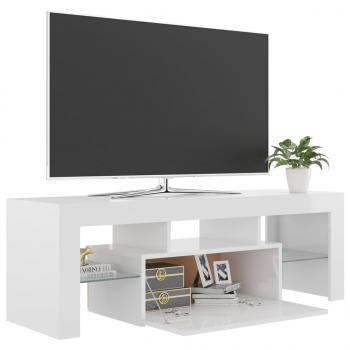 TV-Schrank mit LED-Leuchten Hochglanz-Weiß 120x35x40 cm