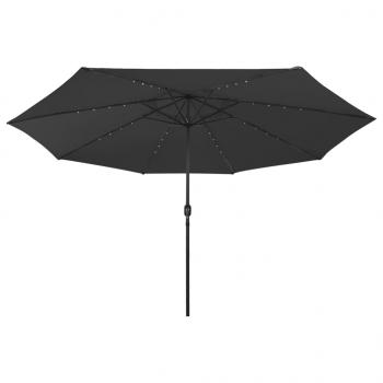 Sonnenschirm mit LED-Leuchten und Metallmast 400 cm Schwarz