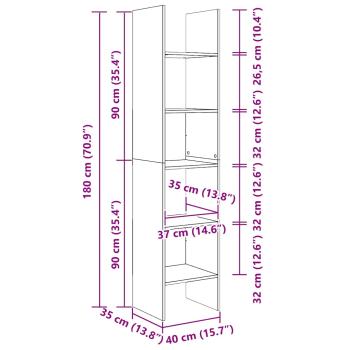 Bücherregal Betongrau 40x35x180 cm Holzwerkstoff