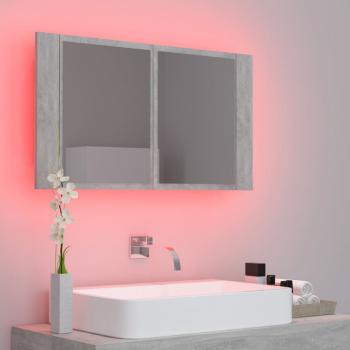 LED-Bad-Spiegelschrank Betongrau 80x12x45 cm Acryl