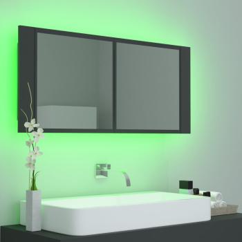 ARDEBO.de - LED-Bad-Spiegelschrank Grau 100x12x45 cm Acryl