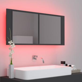LED-Bad-Spiegelschrank Grau 100x12x45 cm Acryl
