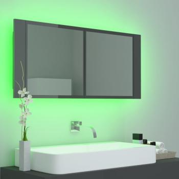 ARDEBO.de - LED-Bad-Spiegelschrank Hochglanz-Grau 100x12x45 cm Acryl