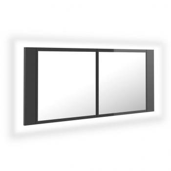 LED-Bad-Spiegelschrank Hochglanz-Grau 100x12x45 cm Acryl