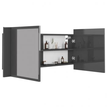 LED-Bad-Spiegelschrank Hochglanz-Grau 100x12x45 cm Acryl
