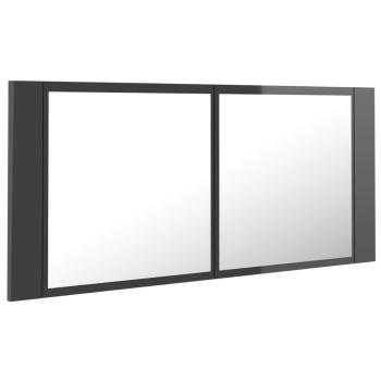 LED-Bad-Spiegelschrank Hochglanz-Grau 100x12x45 cm Acryl