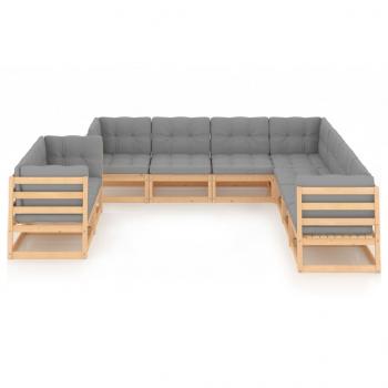ARDEBO.de - 9-tlg. Garten-Lounge-Set mit Kissen Massivholz Kiefer