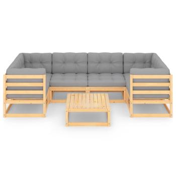 7-tlg. Garten-Lounge-Set mit Kissen Massivholz Kiefer