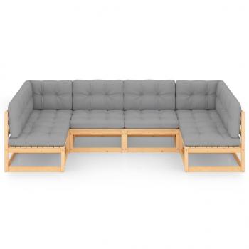 6-tlg. Garten-Lounge-Set mit Kissen Massivholz Kiefer