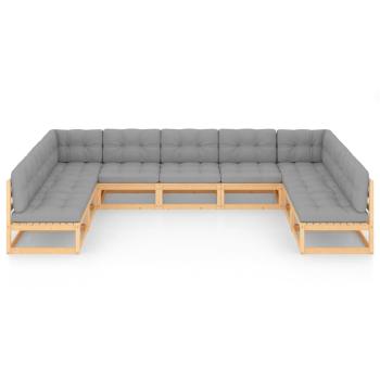 9-tlg. Garten-Lounge-Set mit Kissen Massivholz Kiefer