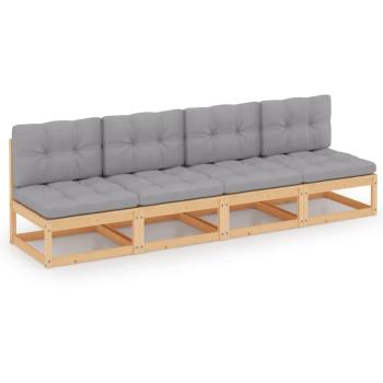 ARDEBO.de - 4-Sitzer-Gartensofa mit Kissen Kiefer Massivholz