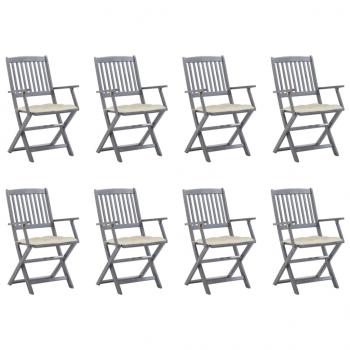 ARDEBO.de - Klappbare Gartenstühle 8 Stk. mit Kissen Massivholz Akazie
