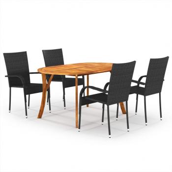 ARDEBO.de - 5-tlg. Garten-Essgruppe Schwarz