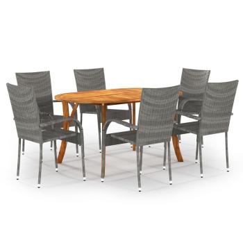 ARDEBO.de - 7-tlg. Garten-Essgruppe Grau