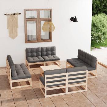ARDEBO.de - 9-tlg. Garten-Lounge-Set mit Kissen Kiefer Massivholz