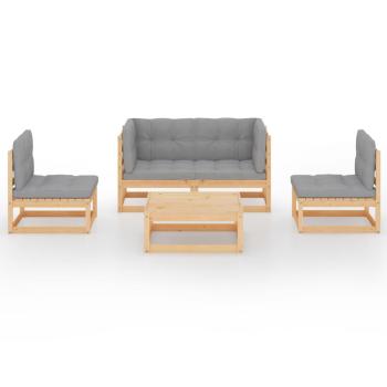 5-tlg. Garten-Lounge-Set mit Kissen Kiefer Massivholz