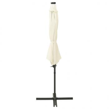 Ampelschirm mit Mast und LED-Leuchten Sandfarben 300 cm