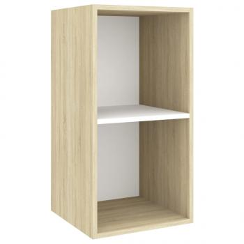 ARDEBO.de - TV-Wandschrank Sonoma-Eiche und Weiß 37x37x72 cm Holzwerkstoff