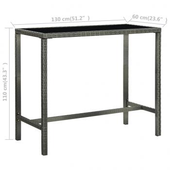 7-tlg. Gartenbar-Set mit Kissen Poly Rattan Grau