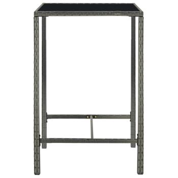 3-tlg. Gartenbar-Set mit Kissen Poly Rattan Grau
