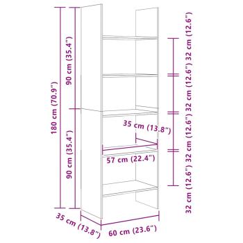 Bücherregal Sonoma-Eiche 60x35x180 cm Holzwerkstoff