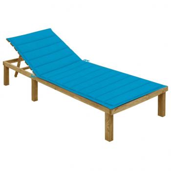 ARDEBO.de - Sonnenliege mit Blauer Auflage Imprägniertes Kiefernholz