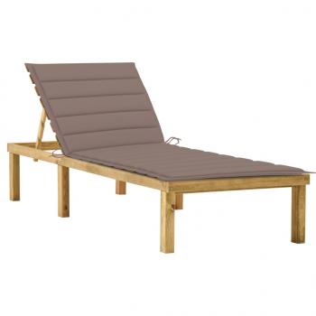 ARDEBO.de - Sonnenliege mit Taupe Auflage Imprägniertes Kiefernholz