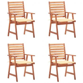 ARDEBO.de - Garten-Essstühle 4 Stk. mit Kissen Massivholz Akazie