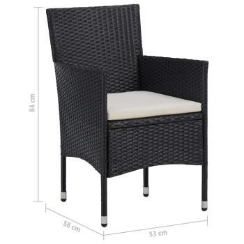 7-tlg. Garten-Essgruppe Poly Rattan Schwarz