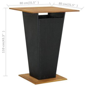 5-tlg. Gartenbar-Set mit Kissen Poly Rattan Schwarz