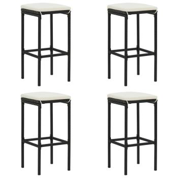 5-tlg. Gartenbar-Set mit Kissen Poly Rattan Schwarz