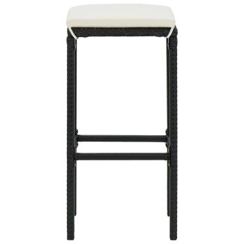 5-tlg. Gartenbar-Set mit Kissen Poly Rattan Schwarz